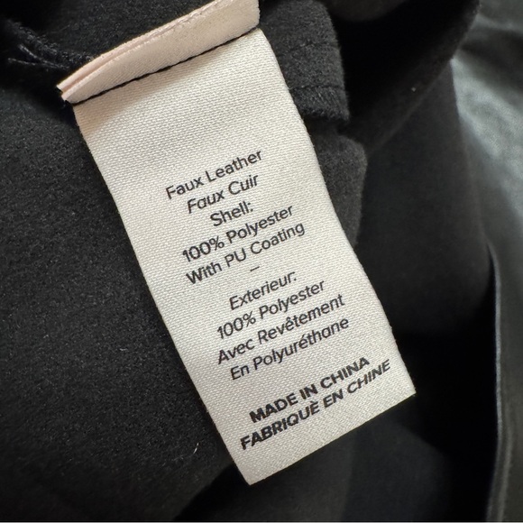 Cinq a Sept sz S Erin Short Sleeves Faux Leather Top Women's Black - Picture 8 of 8